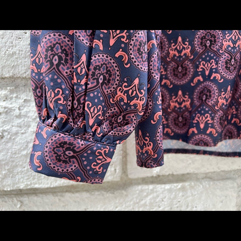 Misslook paisley like print long sleeve blouse — size small - Picture 4 of 7